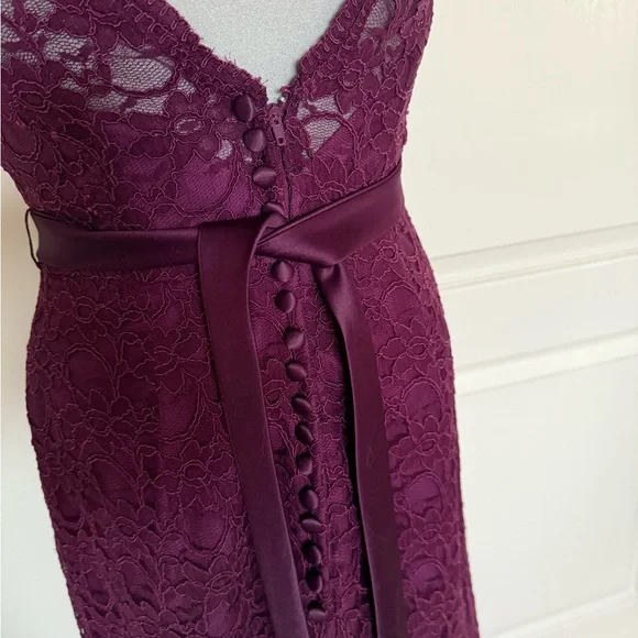 Elegant Purple Lace Evening Gown - Picture 5 of 9